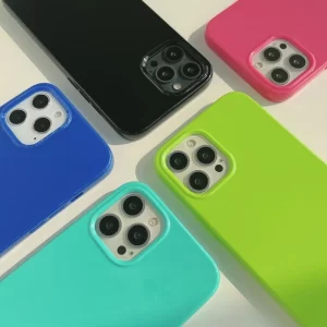 Glossy Solid Color Phone Case for iPhone 13 14 15 16 17 18 Pro Shockproof Cover